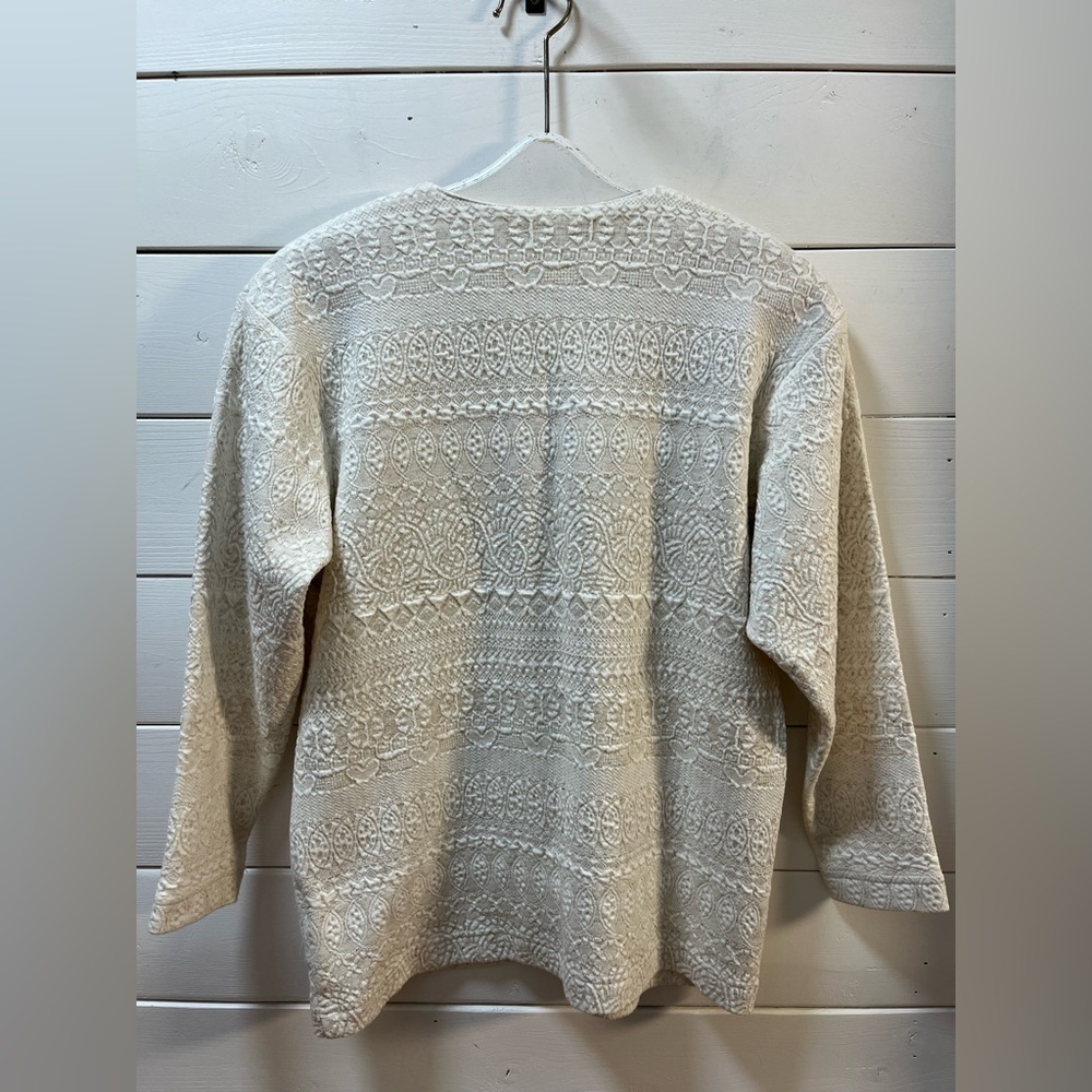 MARIE CLAIRE Cream Vintage Textured Cardigan Size M - Picture 7 of 11